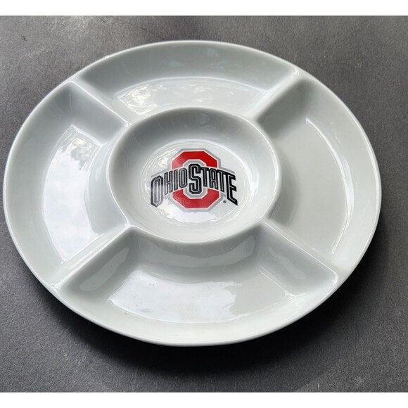 The Ohio State University Ceramic Divided Appetizer Serving OSU Buckeyes Plate - Picture 7 of 9